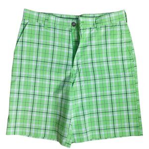 IZOD Golf PerformX Men's Neon Green Plaid Shorts - Size 32